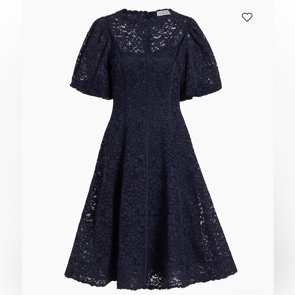 Teri Jon Rickie Freeman Balloon-Sleeve Floral Lace Cocktail Dress - Picture 4 of 16